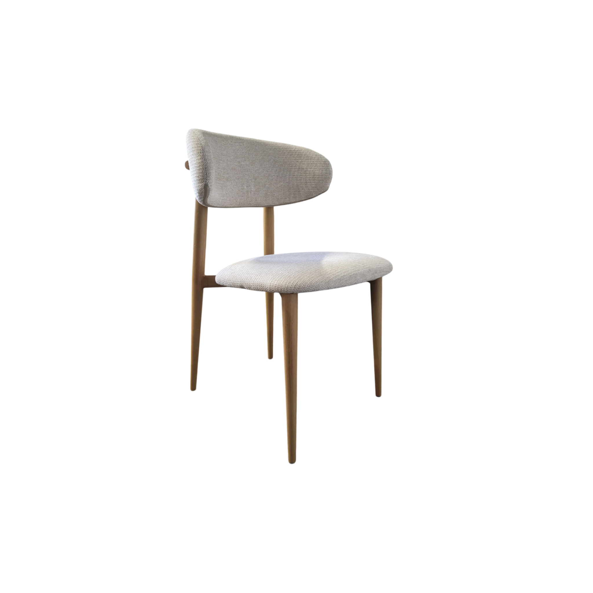 Chaise BOHÈME en tissu chenille beige - Pieds effet bois REF 51