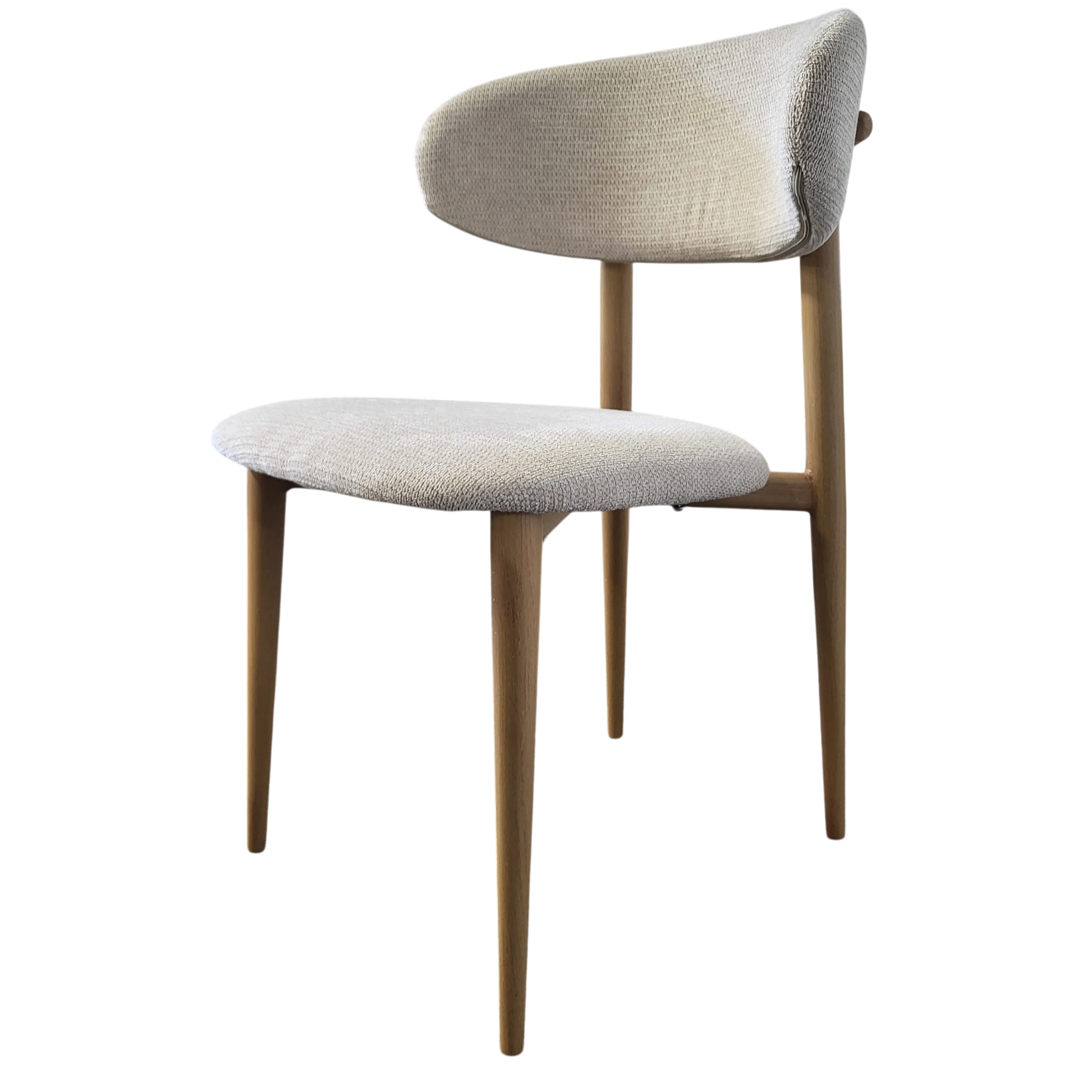 Chaise BOHÈME en tissu chenille beige - Pieds effet bois REF 51