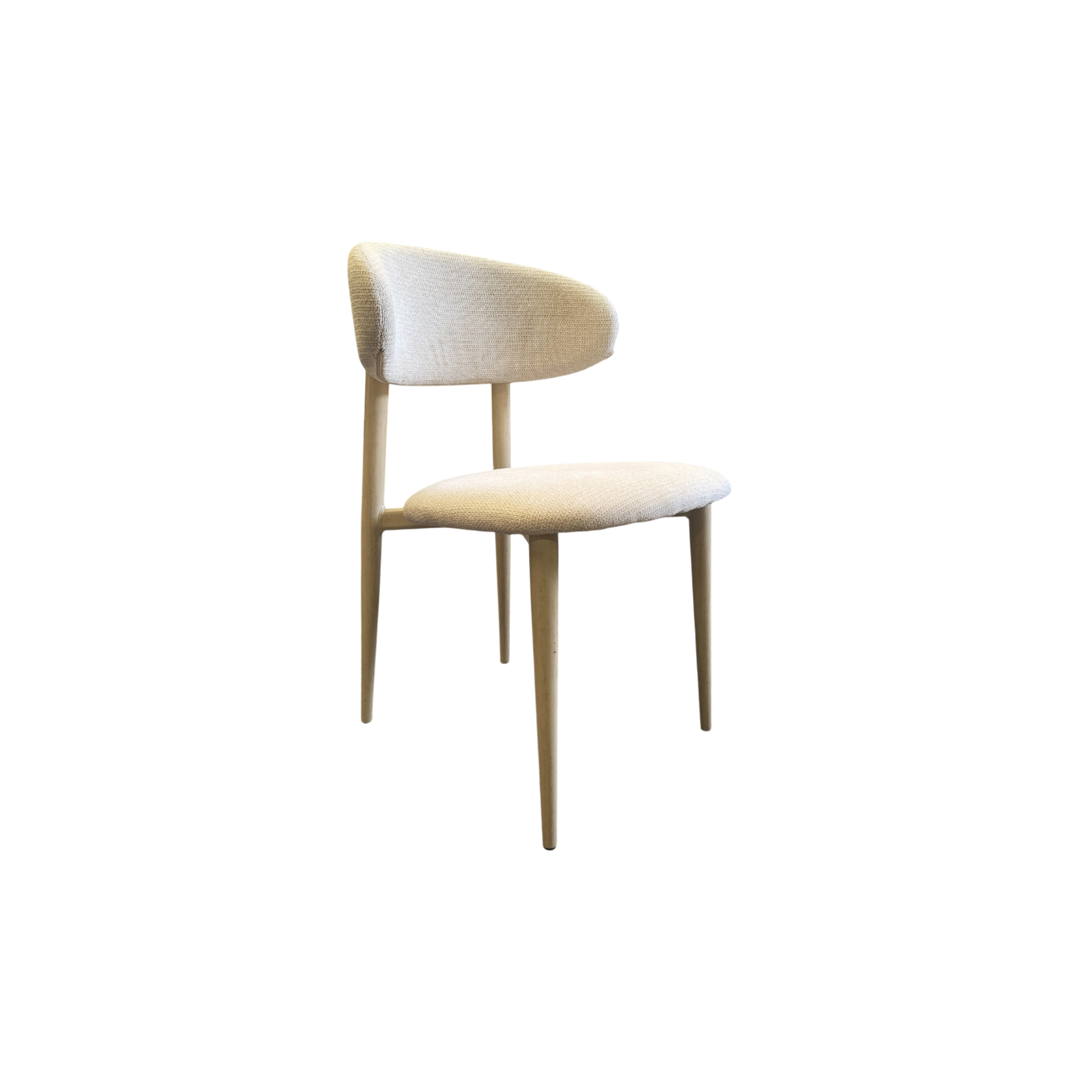 Chaise BOHÈME en tissu chenille beige - Pieds travertin REF 76
