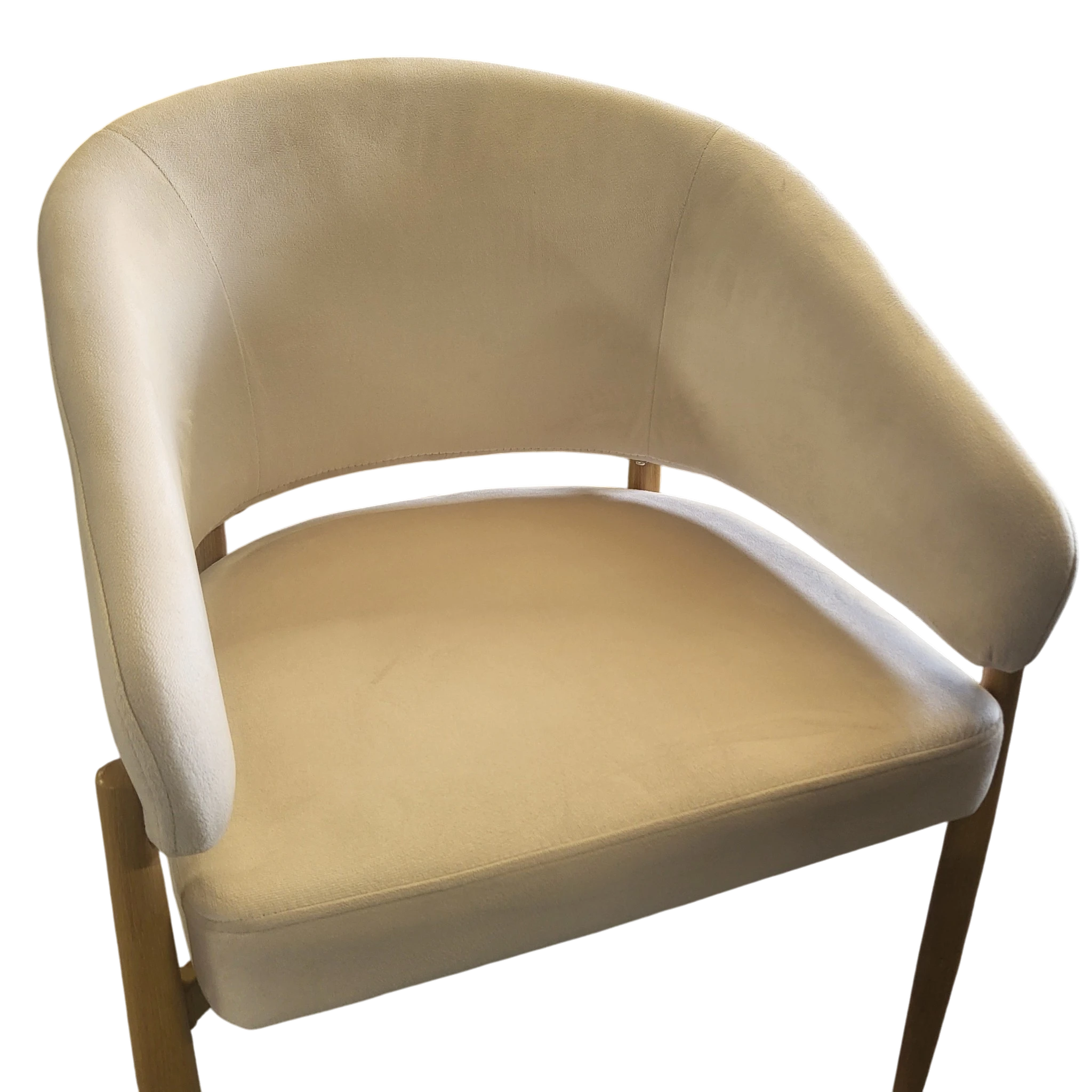 CHAISE CHARLY PIED HÊTRE VELOURS BEIGE REF 203