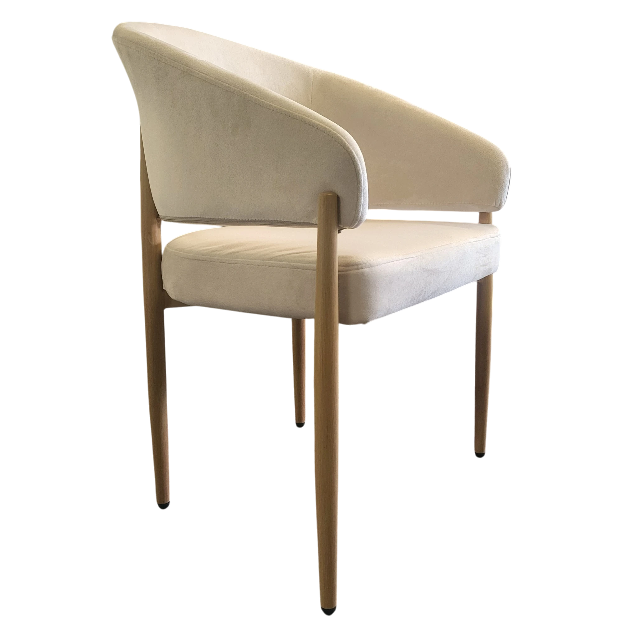 CHAISE CHARLY PIED HÊTRE VELOURS BEIGE REF 203