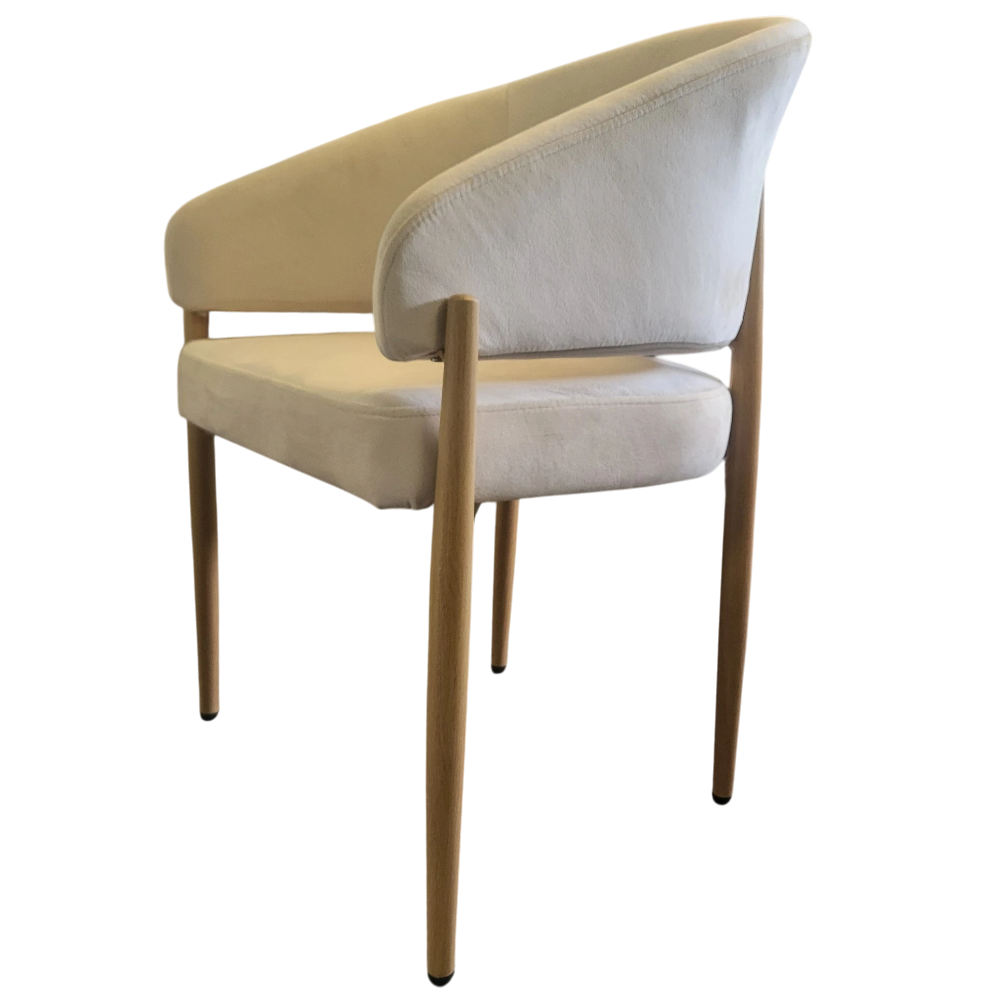 CHAISE CHARLY PIED HÊTRE VELOURS BEIGE REF 203