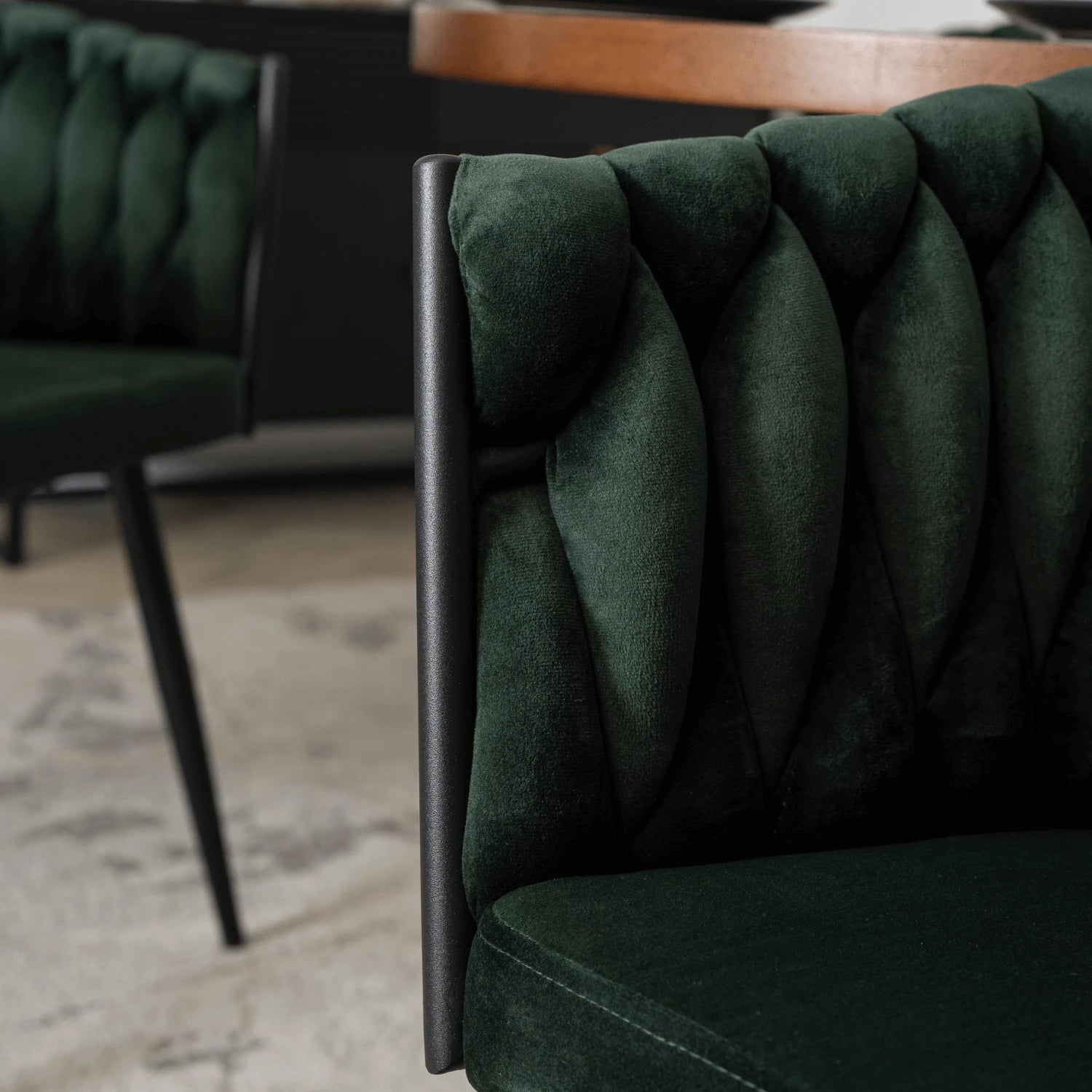 Chaise ELENA en velours vert sapin REF 3027