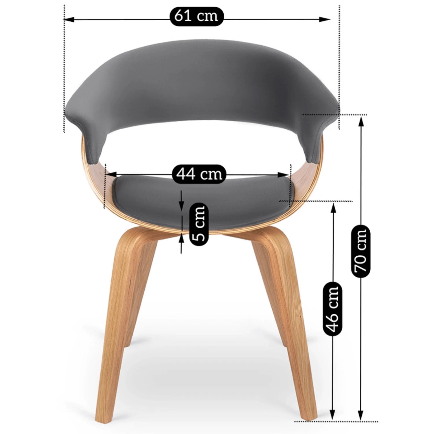 Chaise GARY velours gris - Pieds effet chêne doré REF 3030