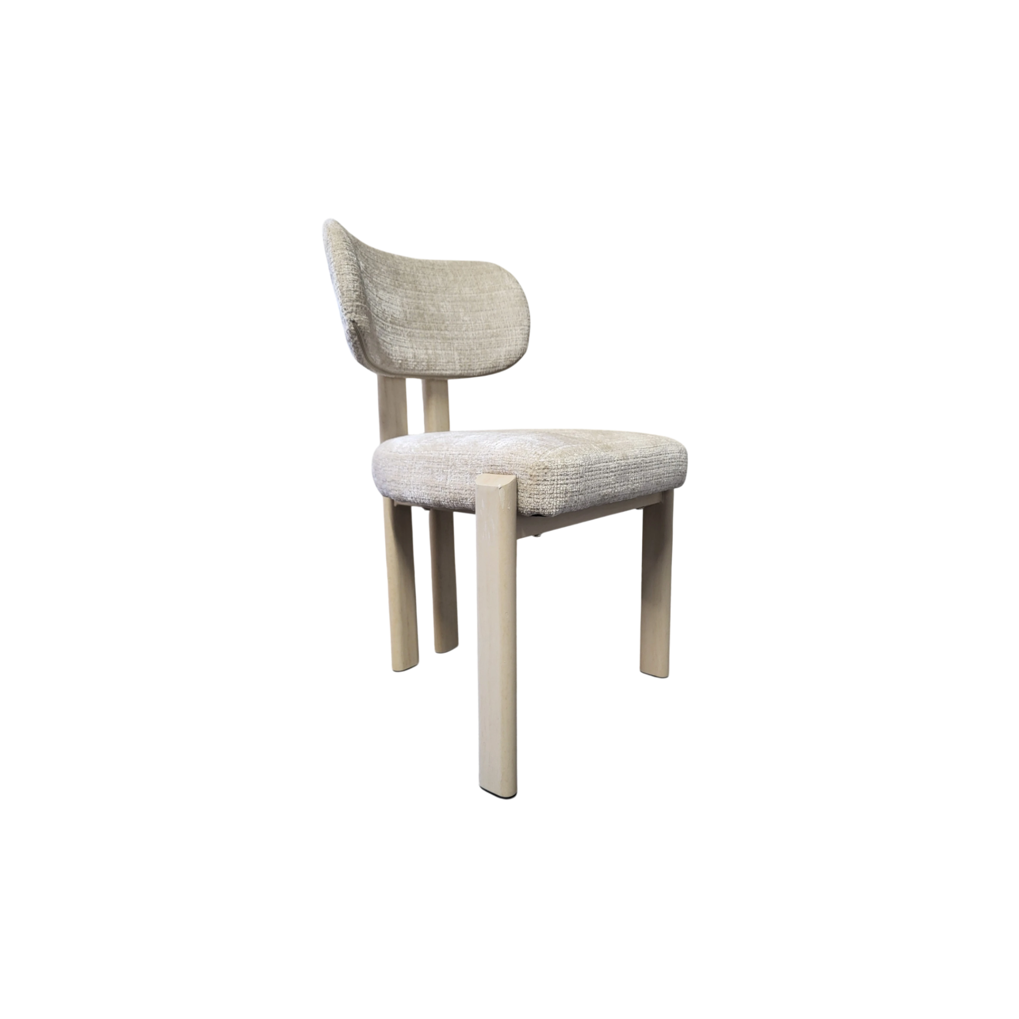 Chaise HERA taupe - Pied travertin - Tissu Cremona - REF 1001