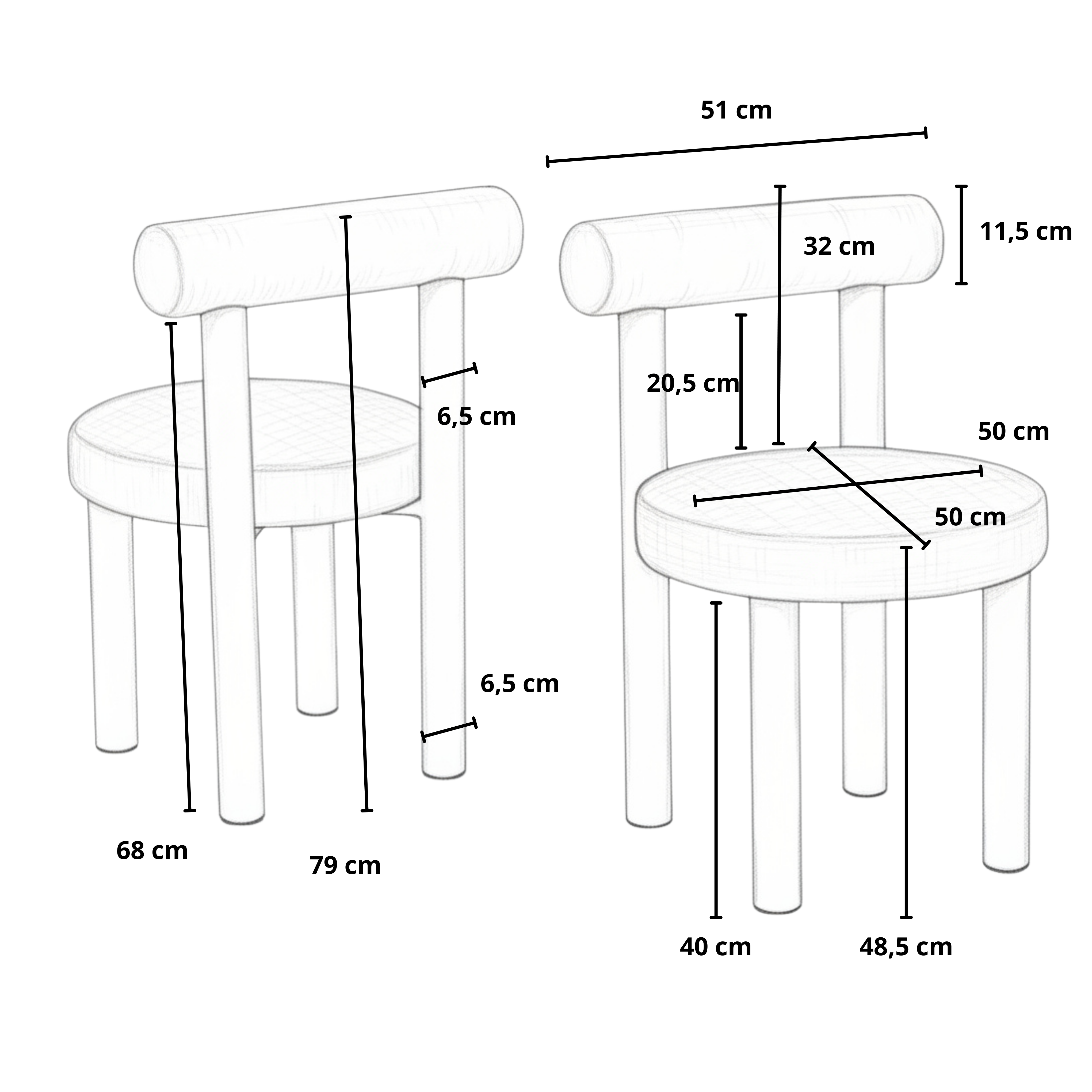 Dimensions de la chaise IRINA avec pied noyer et tissu Marbella beige