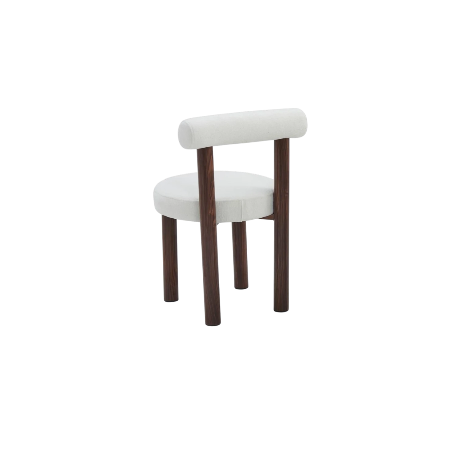 Chaise IRINA avec pied noyer et velours peau de pêche beige vue arrière du dossier
