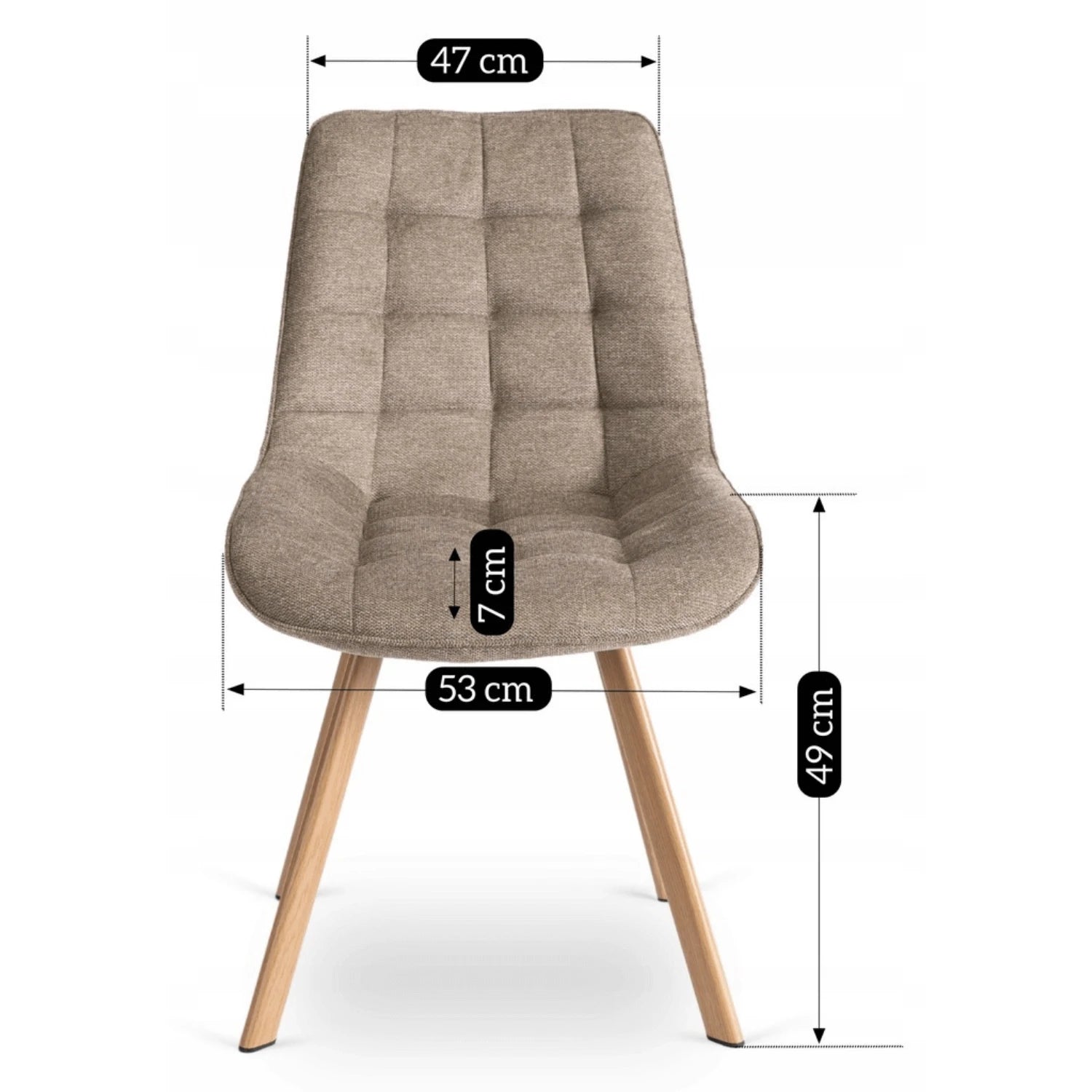 Chaise KATHY en tissu beige - Pieds effet chêne REF 3028