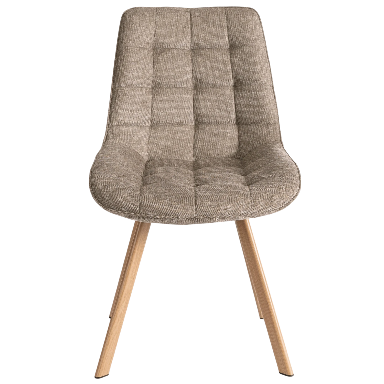 Chaise KATHY en tissu beige - Pieds effet chêne REF 3028