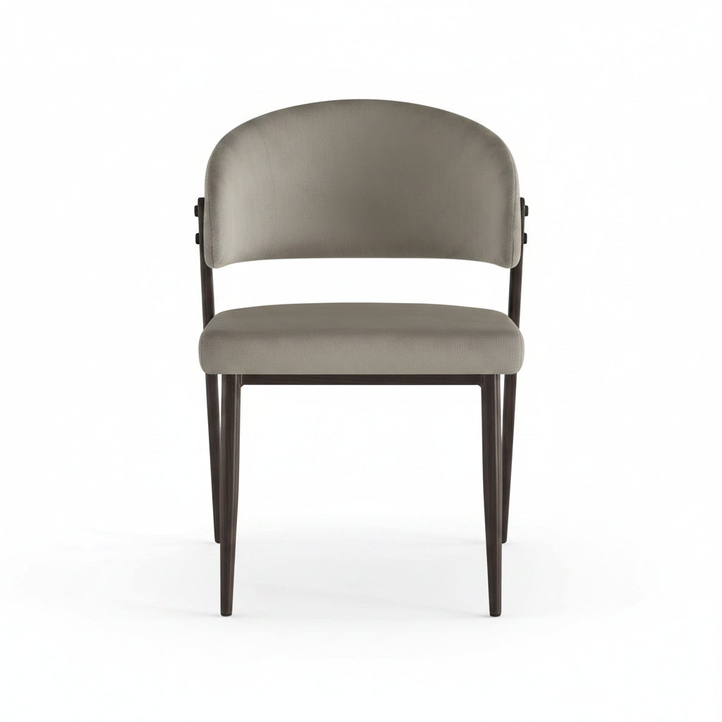 Chaise LAMIA en velours taupe - Pieds métal noir REF 122