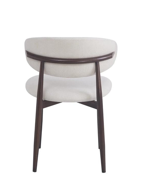 Chaise Lucile velours beige - vue arrière pieds noyer