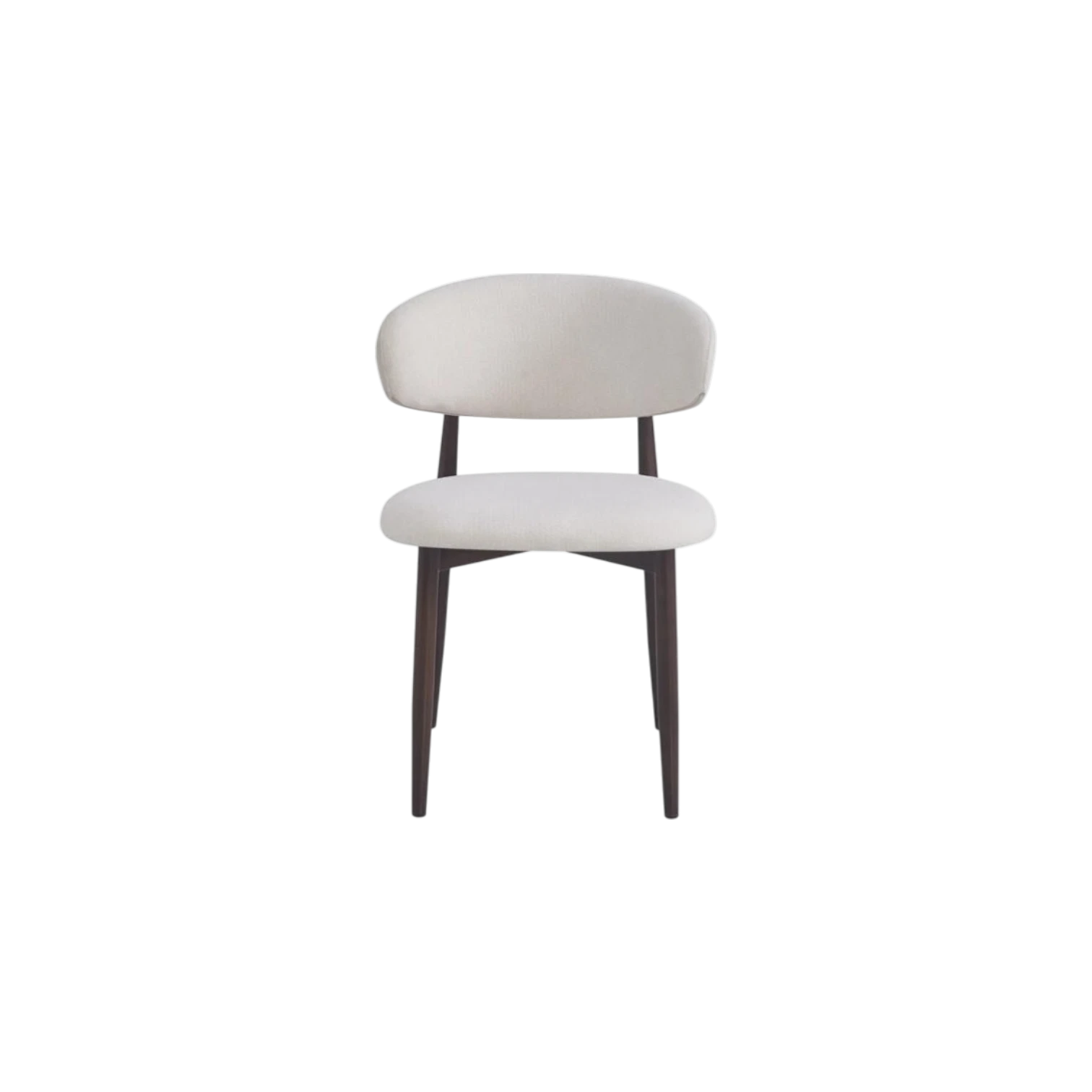Chaise LUCILE en velours avec pieds foncés effet noyer vue de face