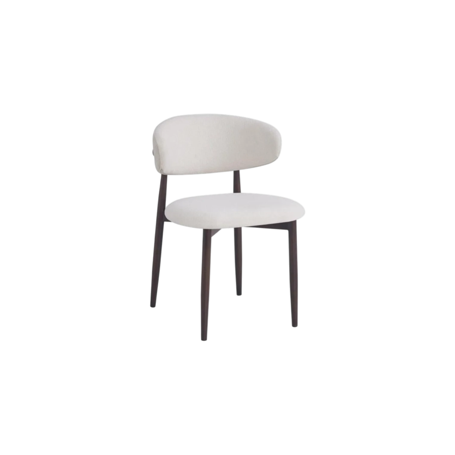 Chaise LUCILE en velours avec pieds foncés effet noyer vue de trois quarts avant