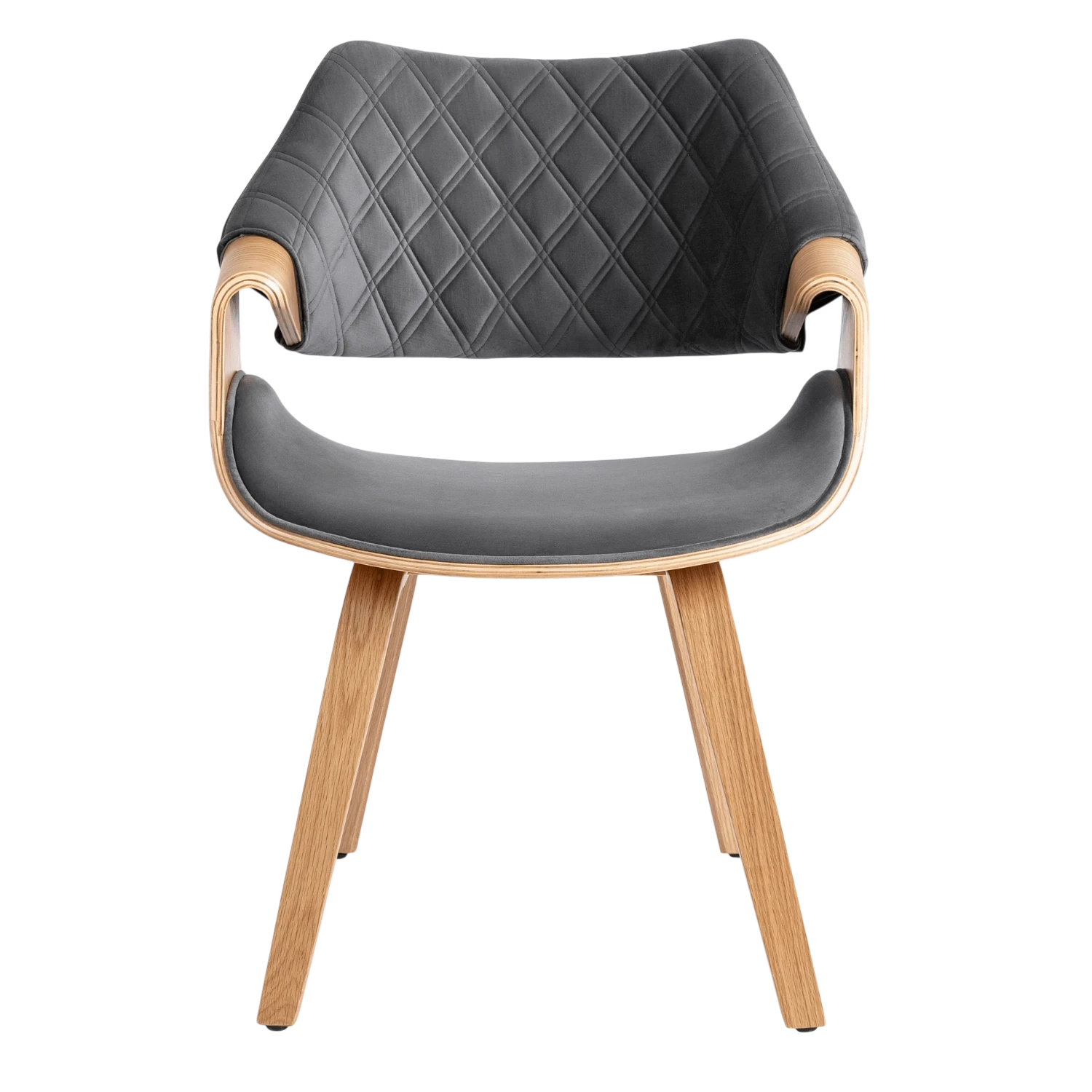 Chaise LUISE velours gris - Pieds chêne doré REF 3029