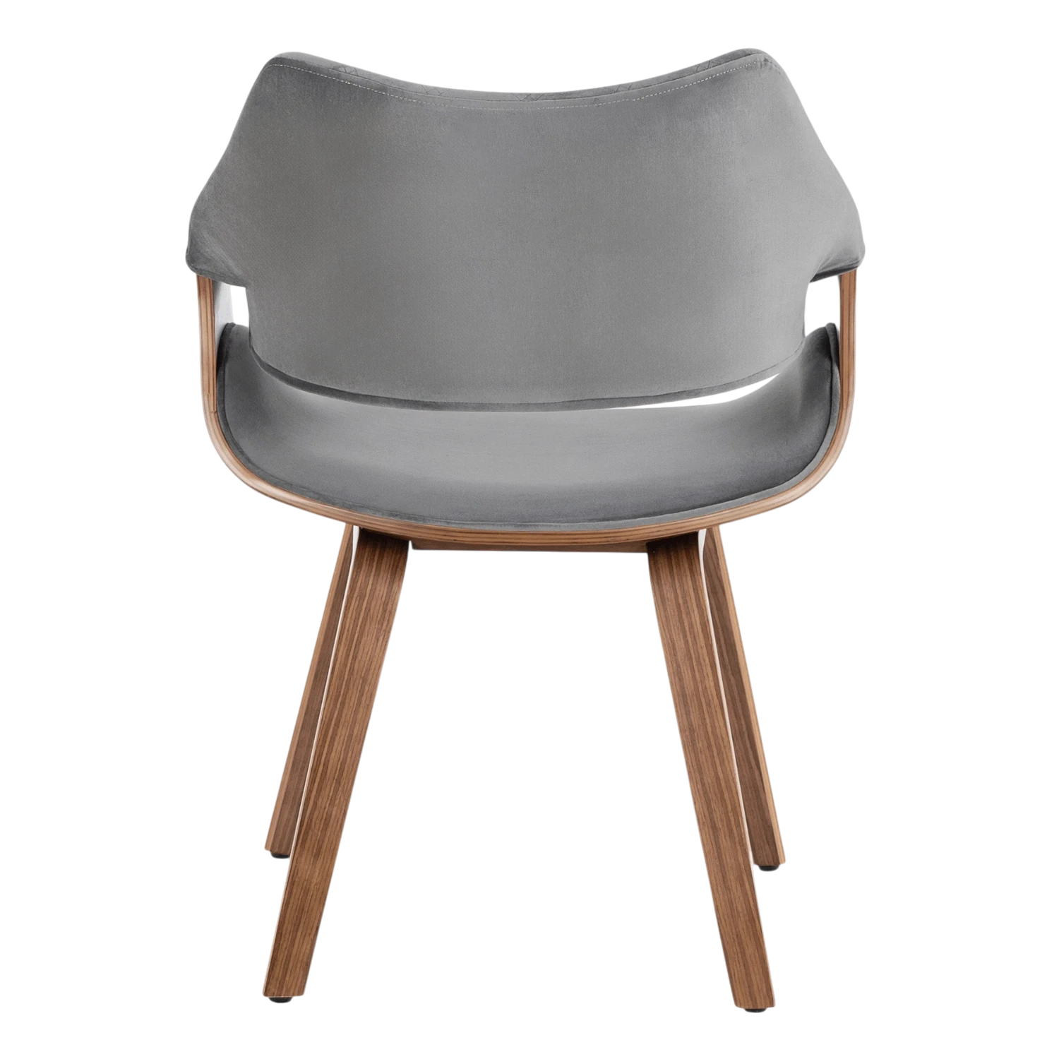 Chaise LUISE velours gris et pieds effet noyer REF 3031