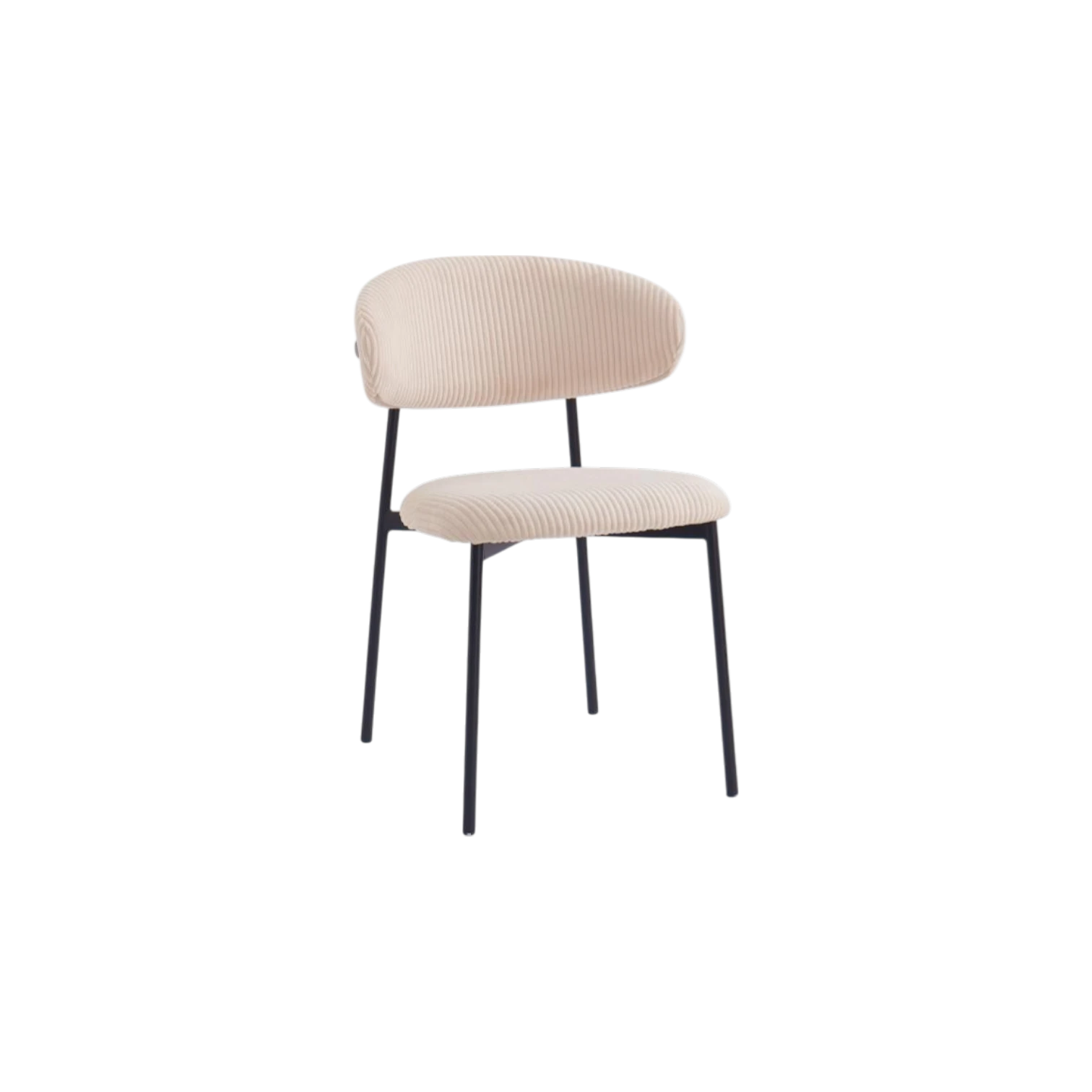 Chaise Lulu – Assise côtelée beige & pieds métal noir REF 109