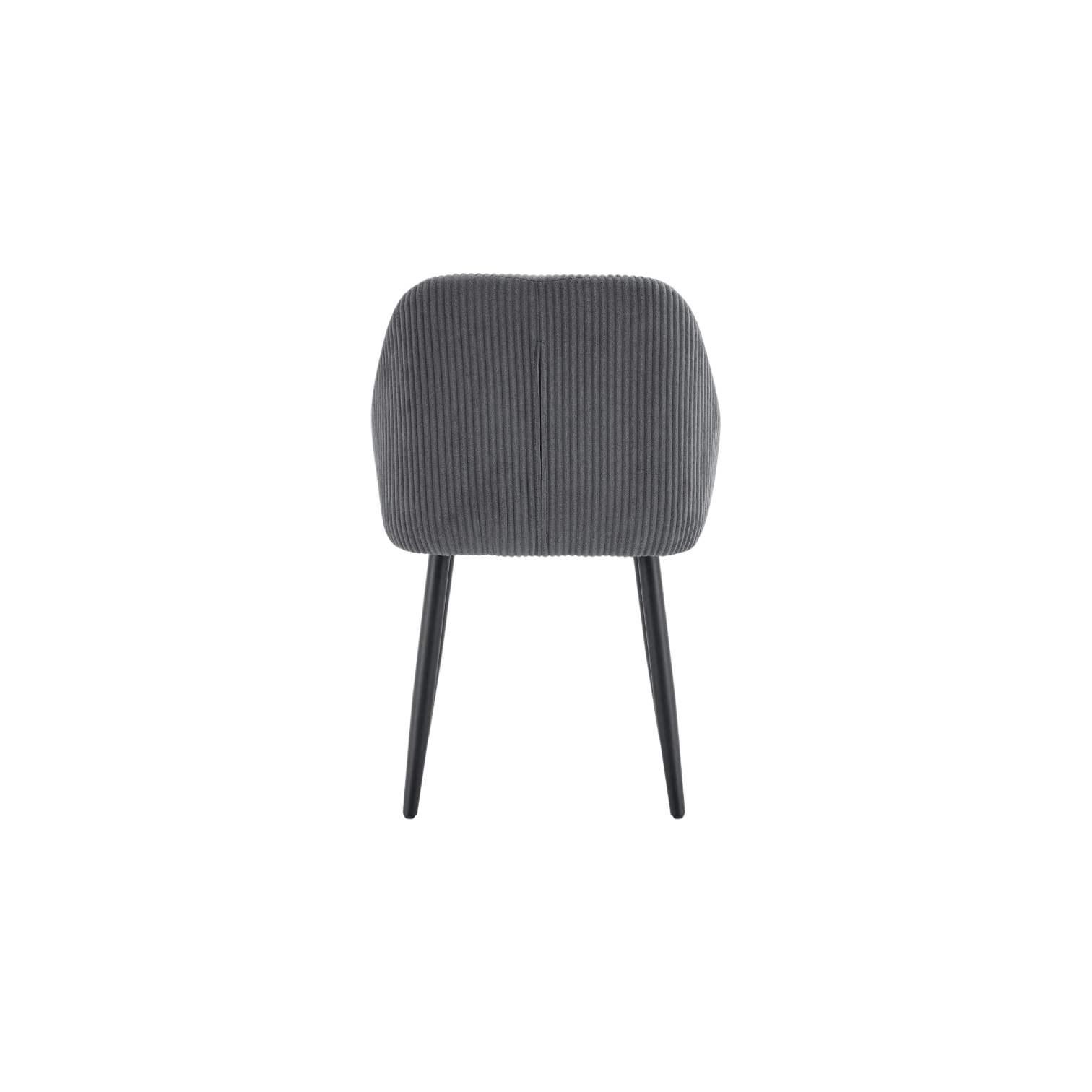 Chaise PEACH avec accoudoirs en tissu côtelé gris et pieds en métal noir vue dossier