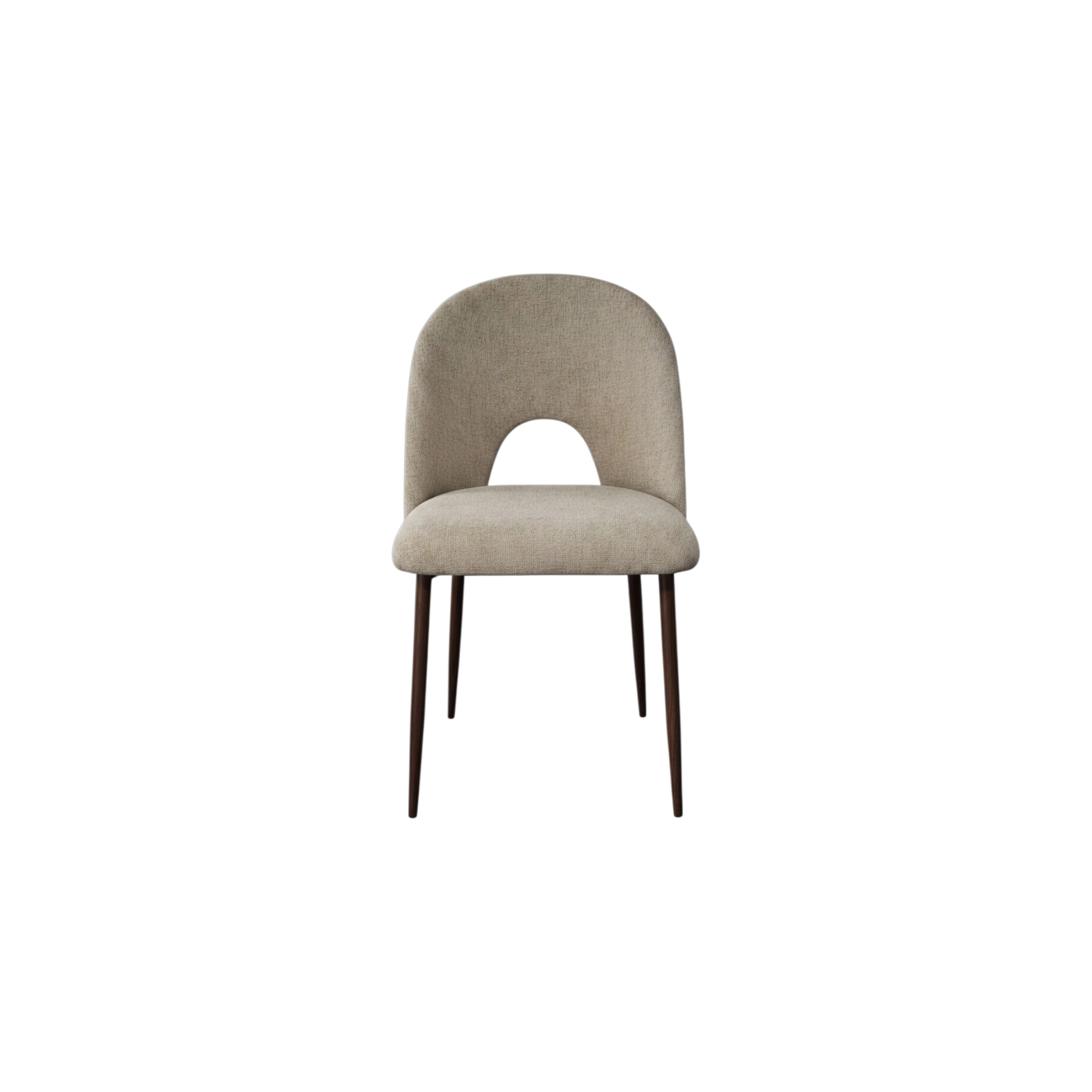 Chaise TEDDY en velours - Pieds en noyer - Assise marron glacé REF 120.