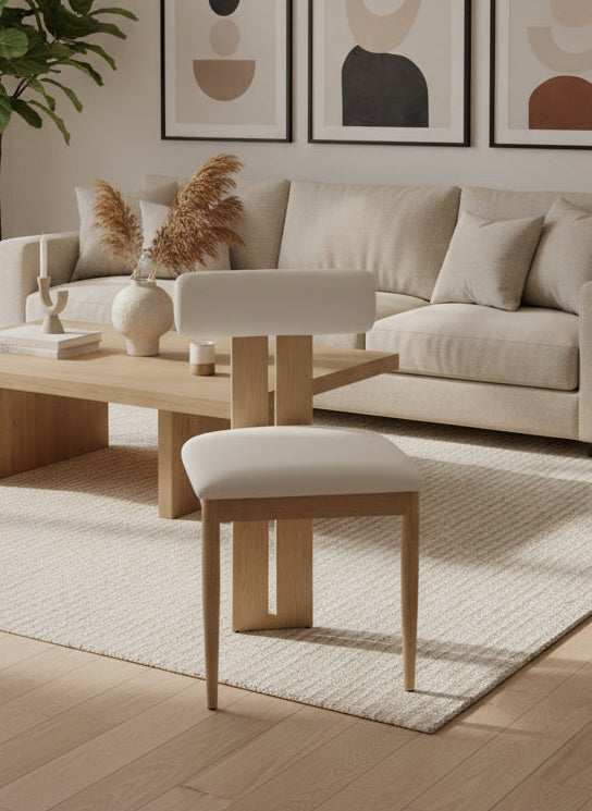 Chaise Tiffany velours beige dans un salon contemporain - directcanap