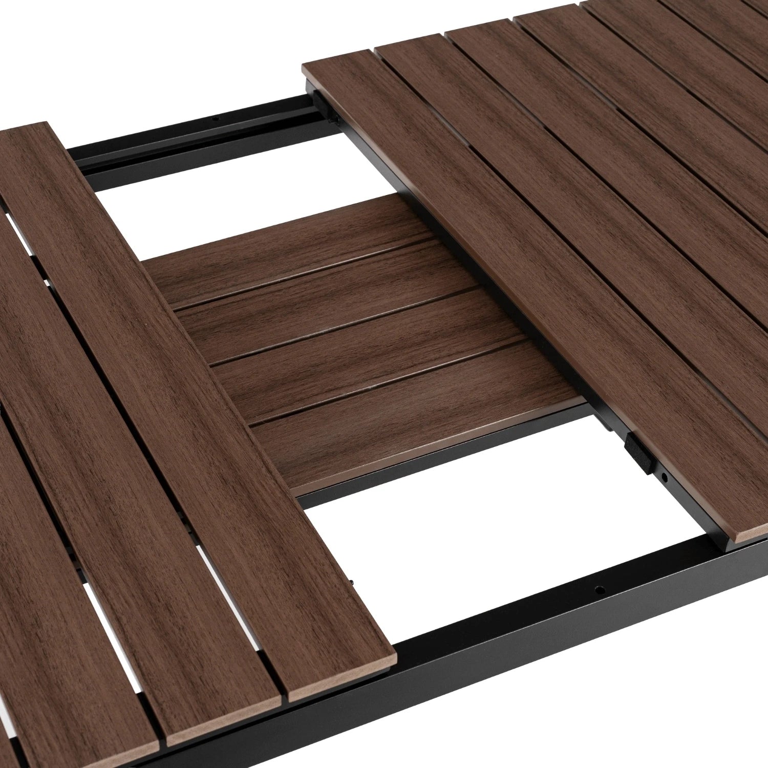 Ensemble de jardin ARGOS avec table extensible 160–260 cm effet noyer et 8 fauteuils FRESNO noirs SKU 3045