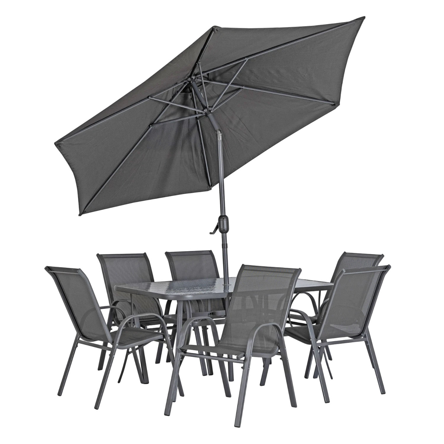 Ensemble de meubles NEBRASKA de jardin "PARASOL" gris REF 3033