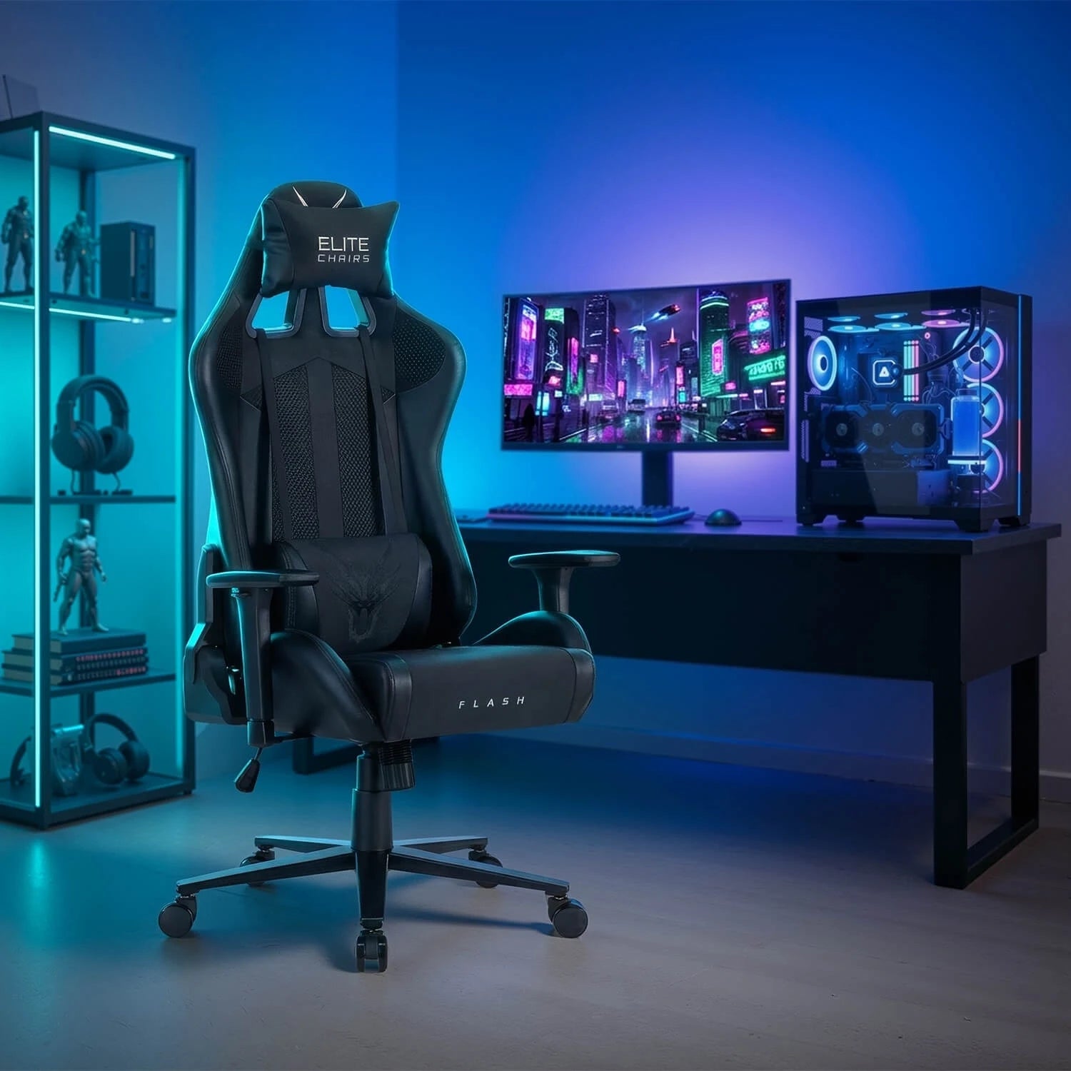 Fauteuil gaming FLASH noir avec dossier inclinable REF 3014