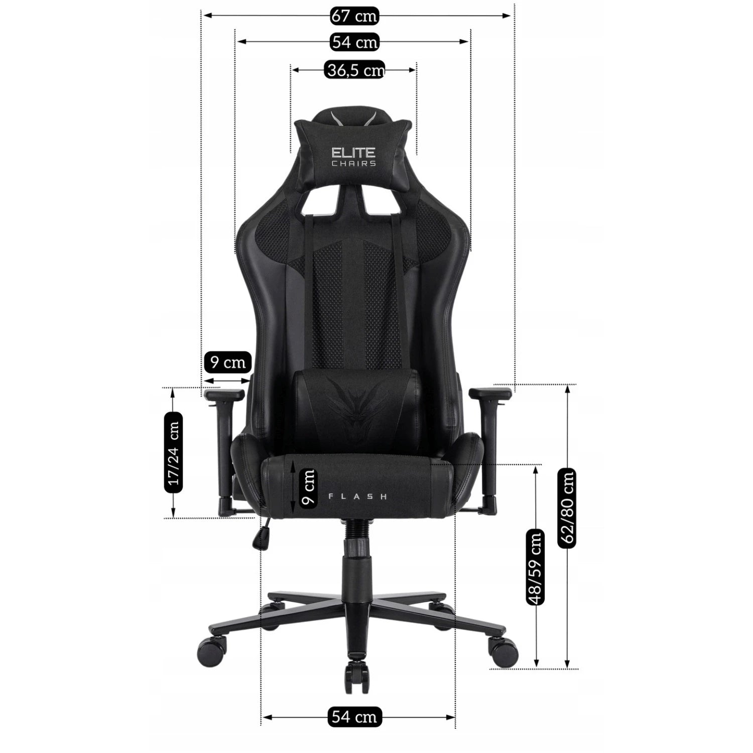 Fauteuil gaming FLASH noir avec dossier inclinable REF 3014