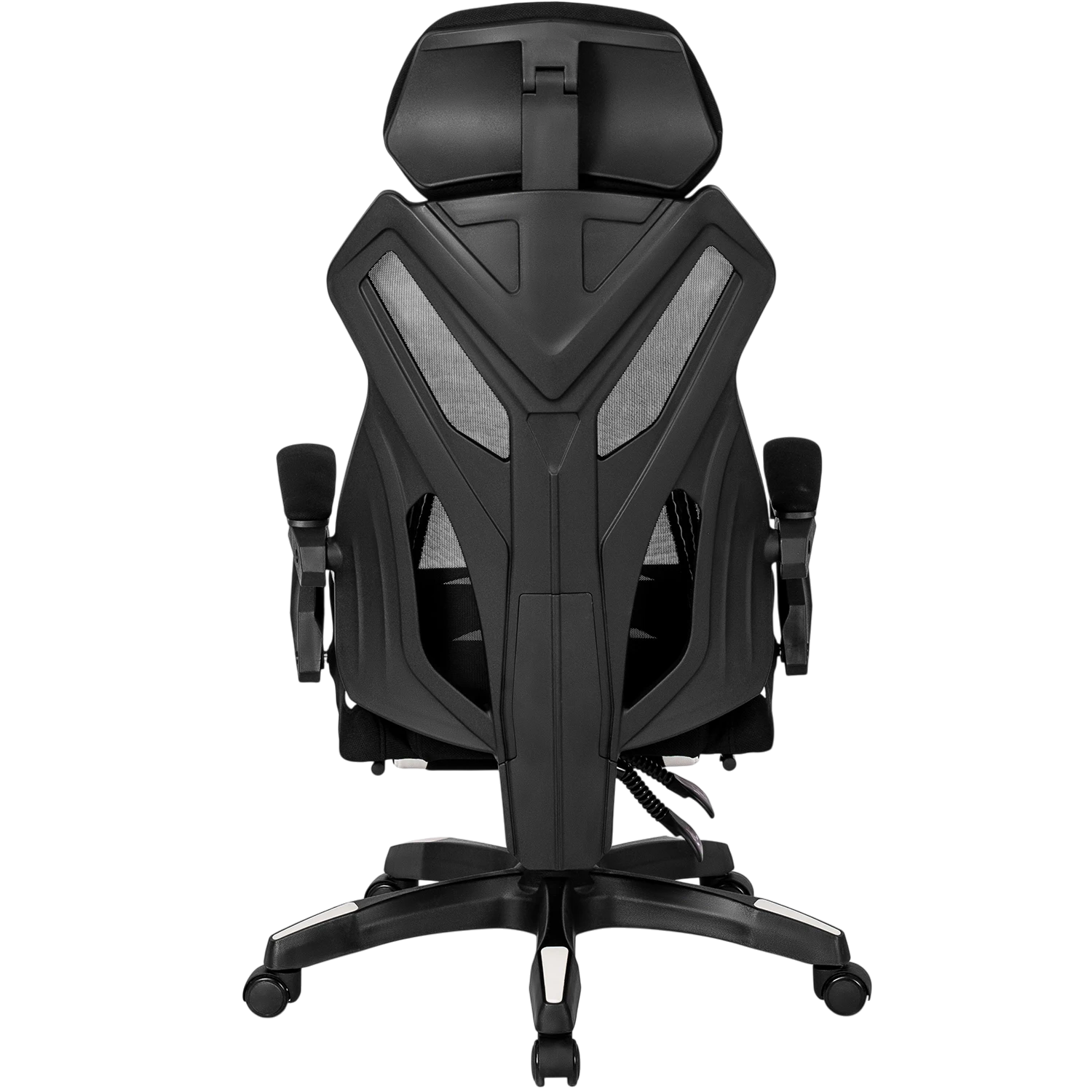 Fauteuil gaming pivotant MAXIMO noir et blanc avec repose-pieds REF 3013