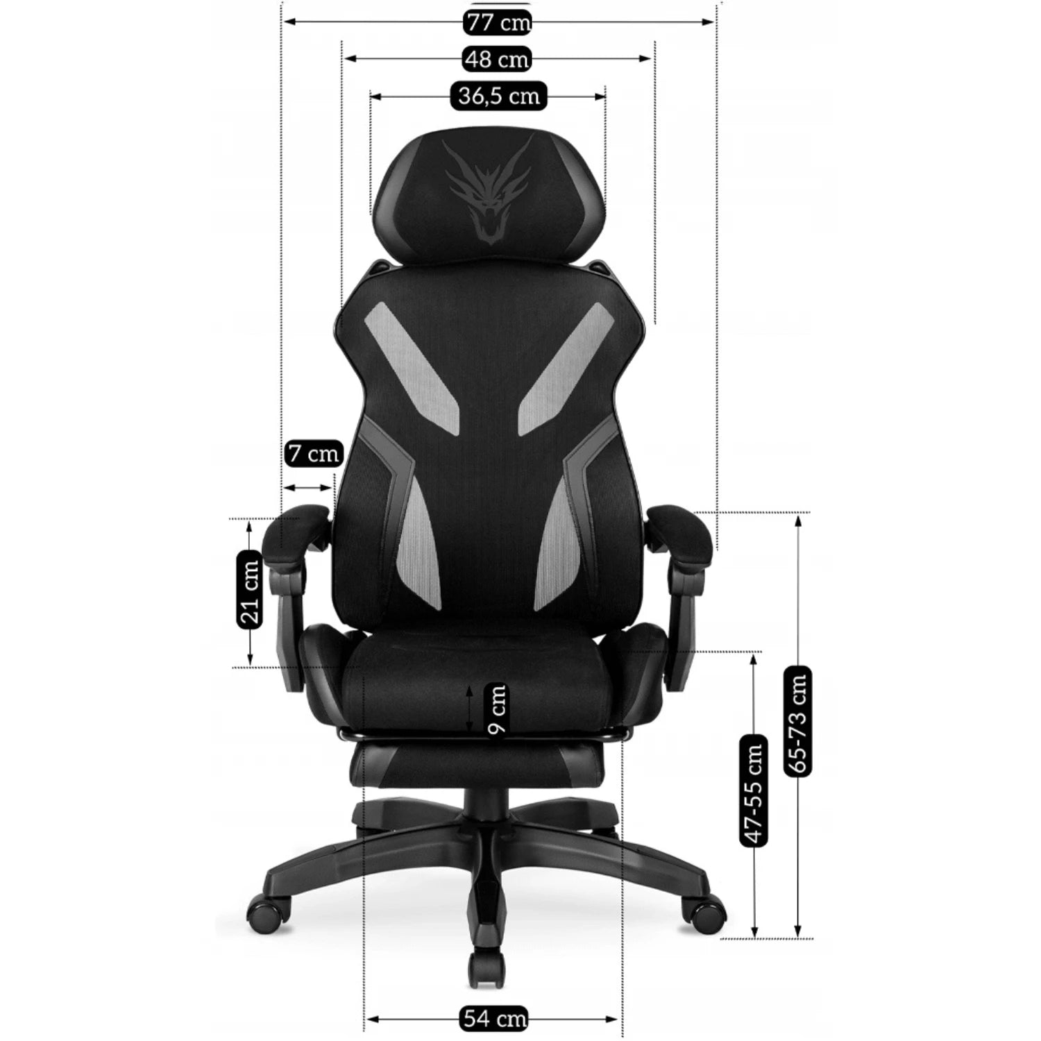 Fauteuil gaming pivotant MAXIMO noir avec repose-pieds REF 3012