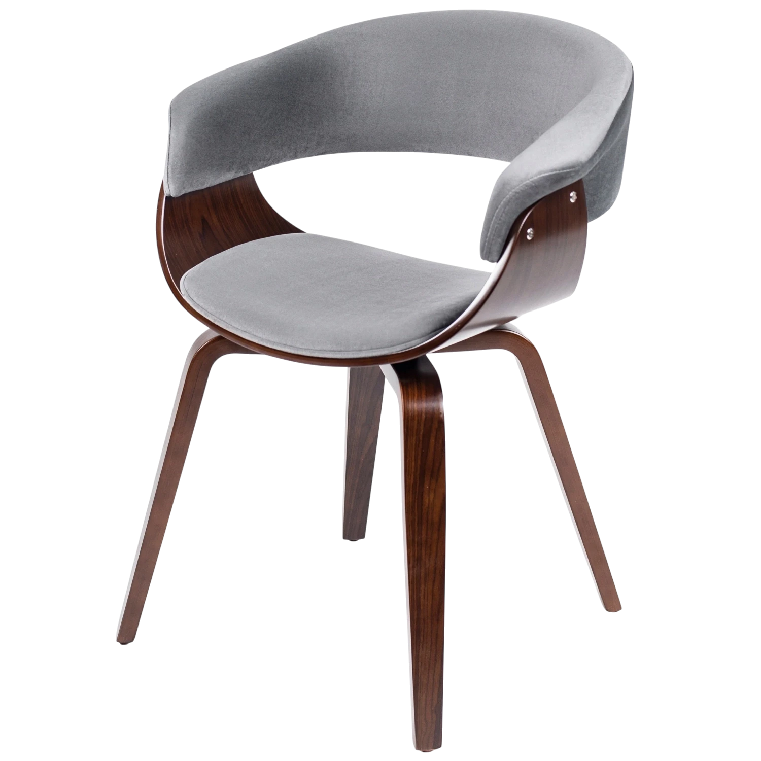 Chaise GARY velours gris - Pieds effet noyer REF 3032