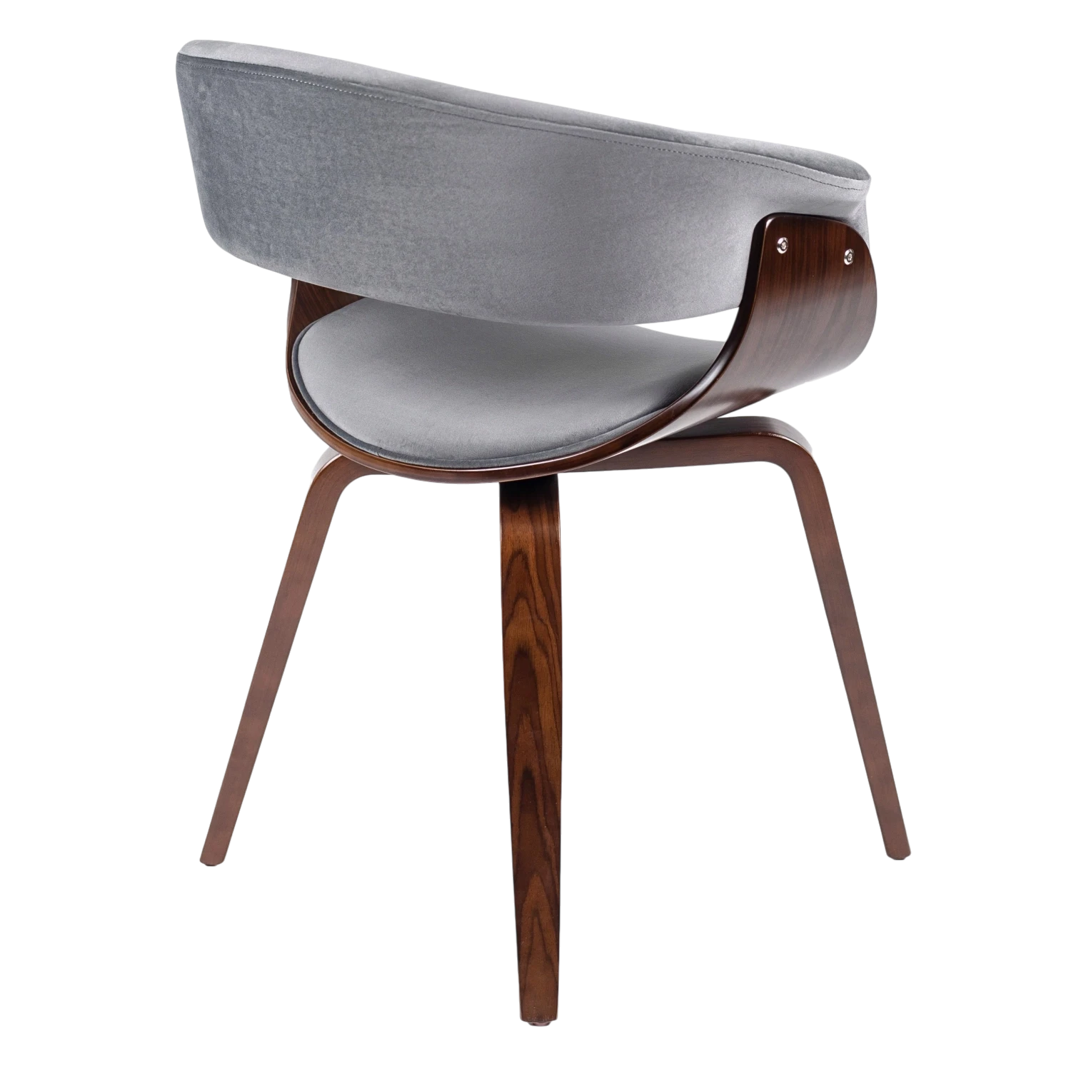 Chaise GARY velours gris - Pieds effet noyer REF 3032