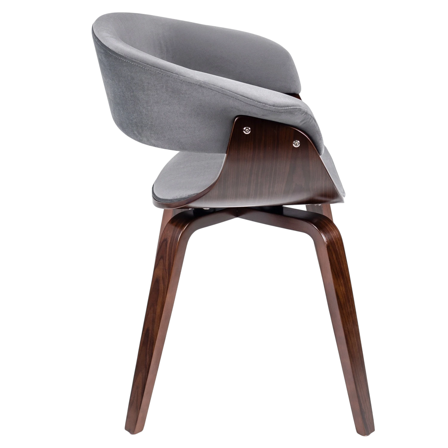 Chaise GARY velours gris - Pieds effet noyer REF 3032