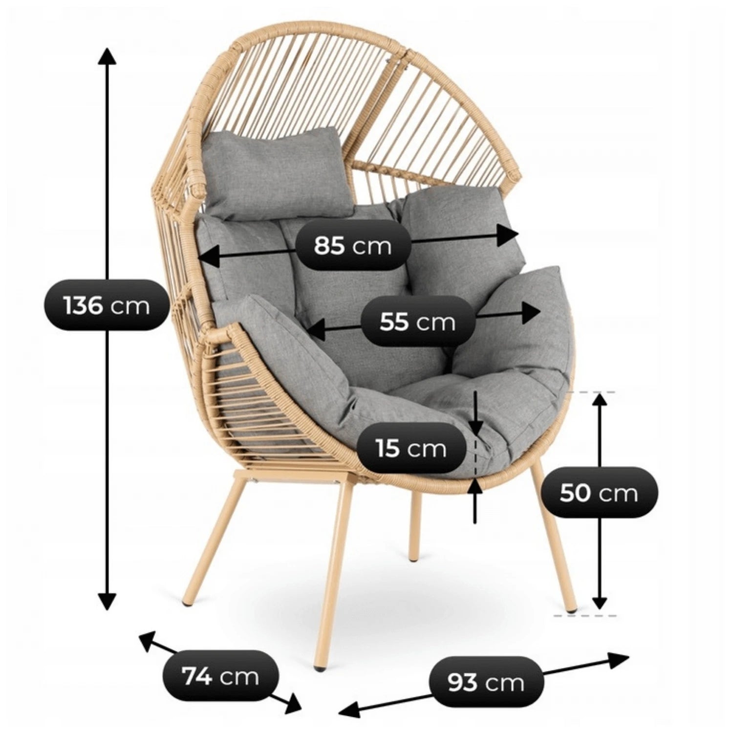 CEZARE Fauteuil de détente gris REF 3036