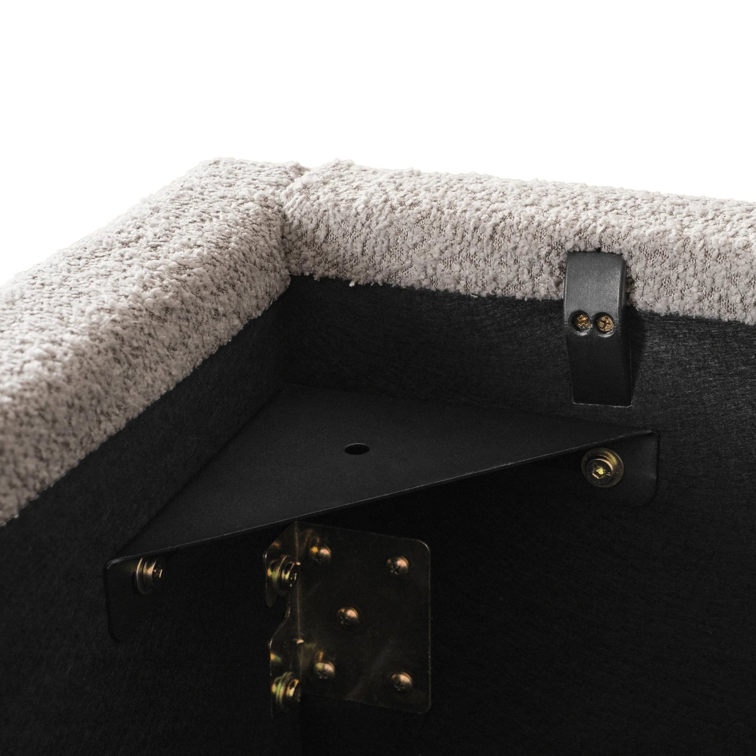 Lit HAGA 160x200 avec rangement - Bouclette crème REF 3003