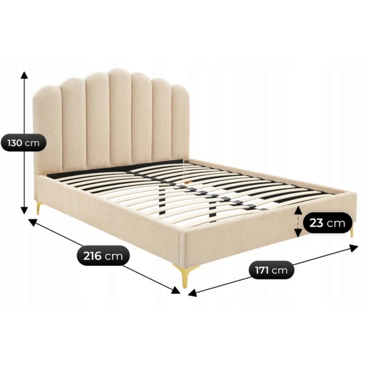 Lit GEMINI tissu beige 160x200 REF 3004