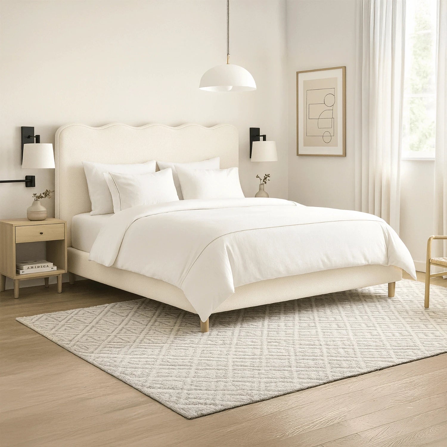 Lit IZMIR teddy bouclette crème 160x200 REF 3002