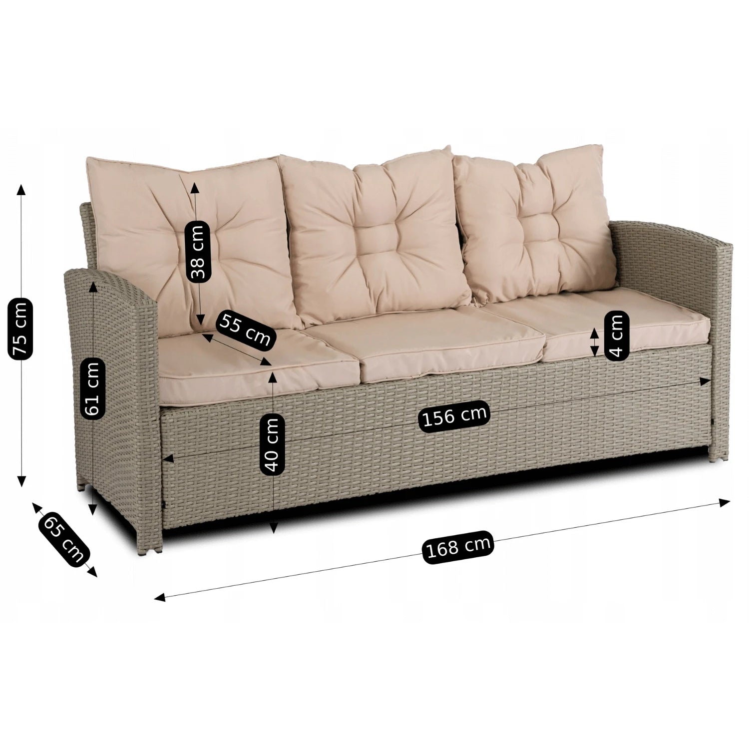 COLORADO Ensemble de meubles en rotin gris / beige REF 3034