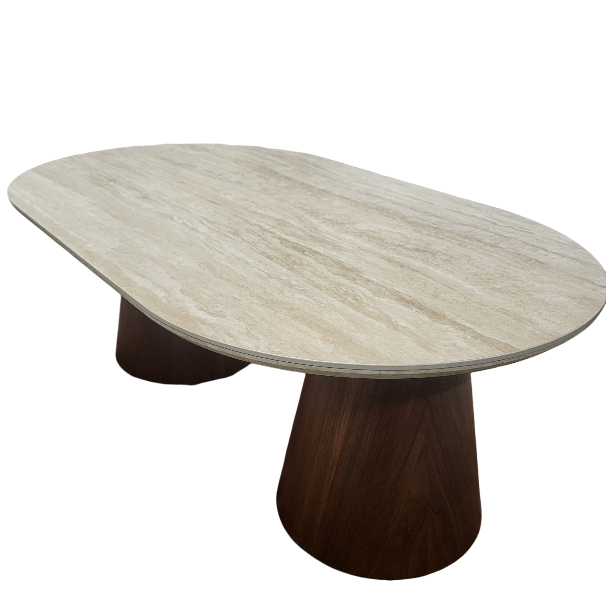Table basse Iconic travertin 120 cm - vue latérale