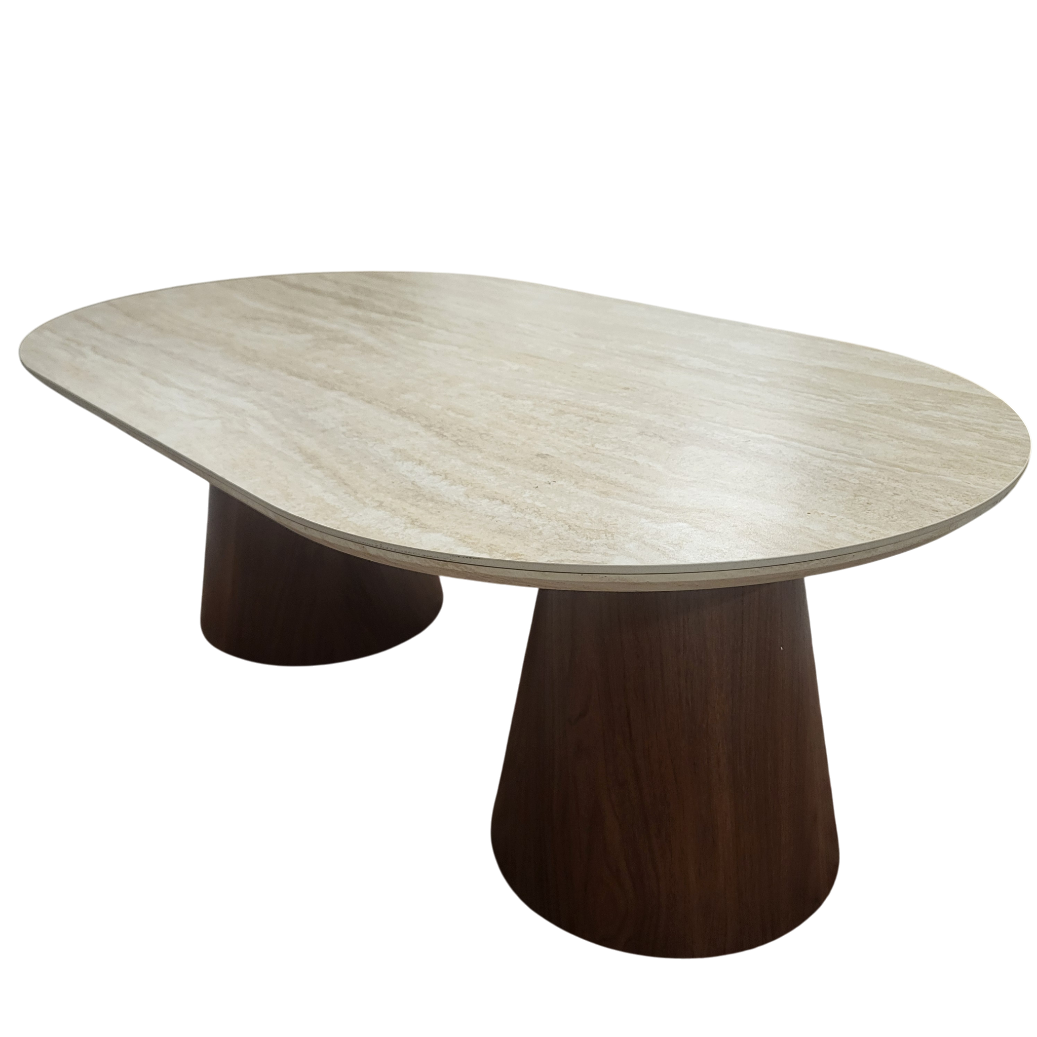 Table basse Iconic travertin 120 cm - vue générale ovale