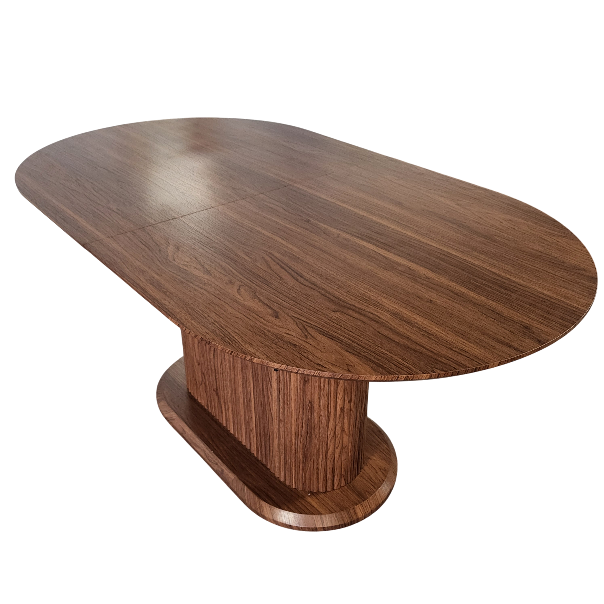 Table Vanessa effet noyer - vue 3/4 inclinée